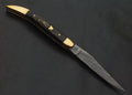 Handcrafted Damascus Steel Laguiole Folding Knife with Brass Inlay Handle