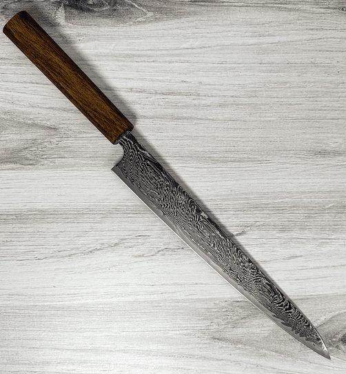 Handmade 240mm Damascus Sujihiki Chef Knife – Razor Sharp VG10 Steel Core | Premium Wooden Handle | Professional Slicing Knife